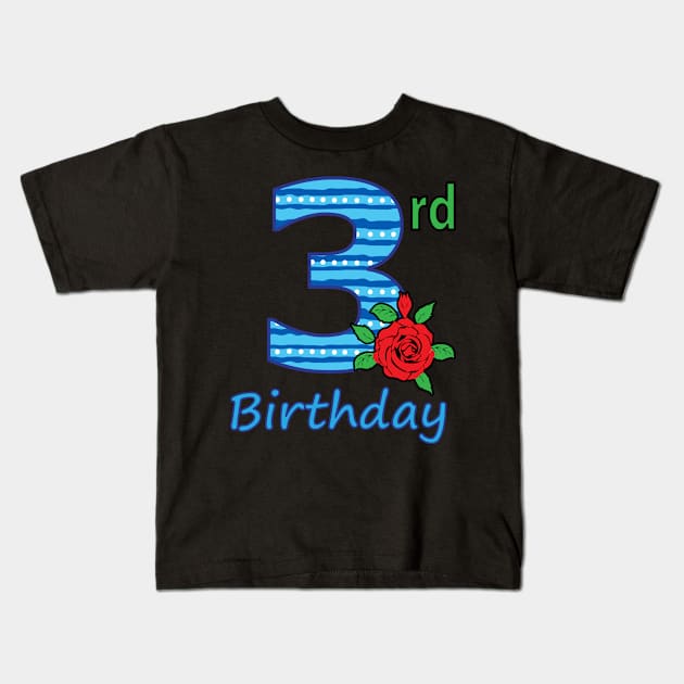 3rd Flower - 3rd Birthday - Flower - Floral - Birthday Kids T-Shirt by lunamoonart